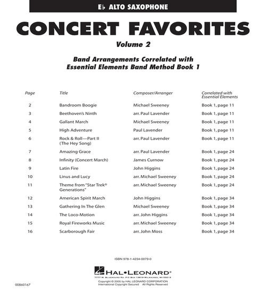 Concert Favorites Vol. 2 - Alto Sax