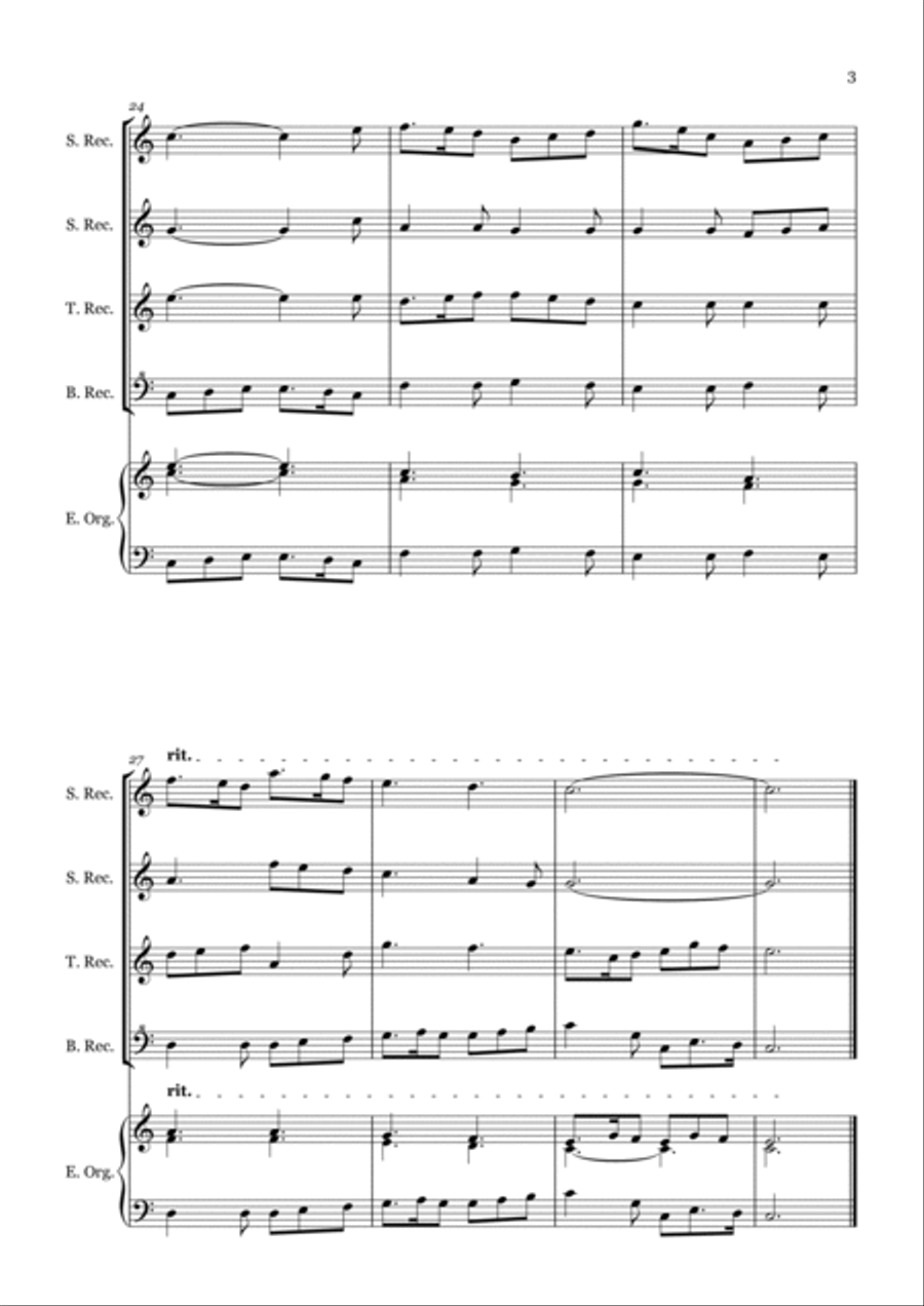 Recorder Quartet Sonata 2 mov II Adagio Recorder scores gallery preview page 3