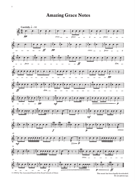 Amazing Grace Notes from Graded Music for Snare Drum, Book II