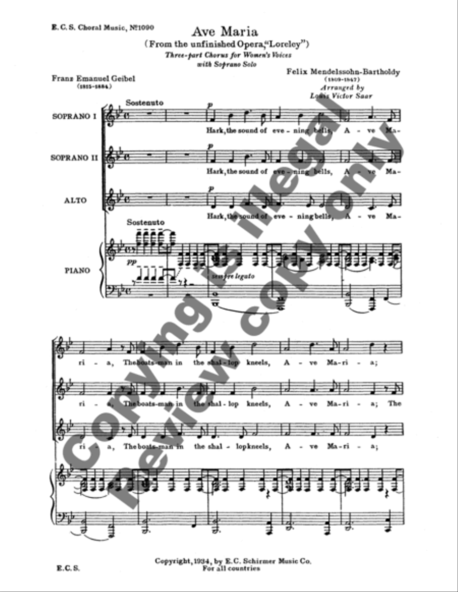 Ave Maria Ave Maria SSA scores gallery preview page 5
