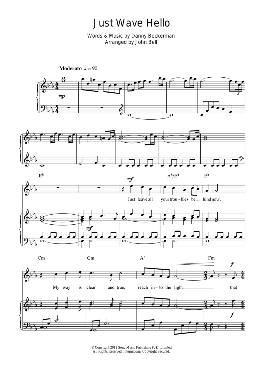 Just Wave Hello Piano, Vocal scores gallery preview page 1