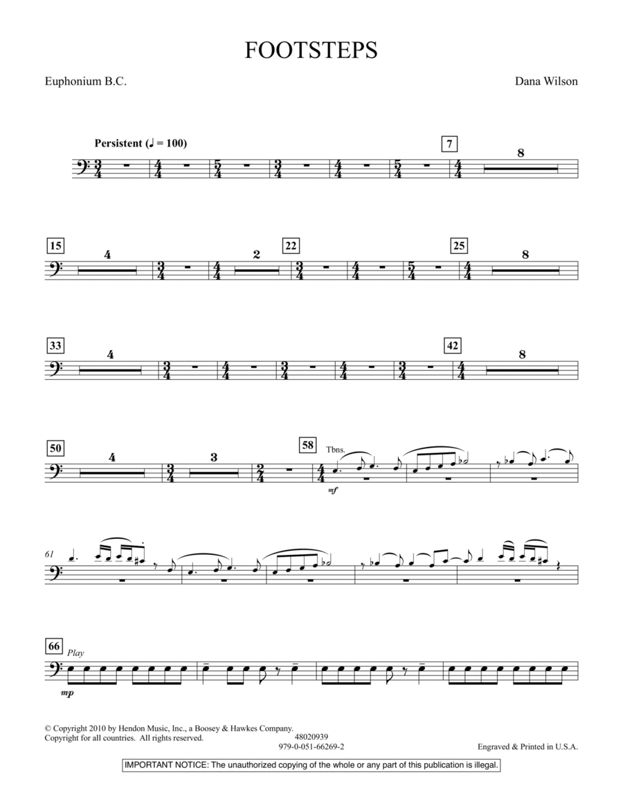 Footsteps - Euphonium in Bass Clef Euphonium scores gallery preview page 1