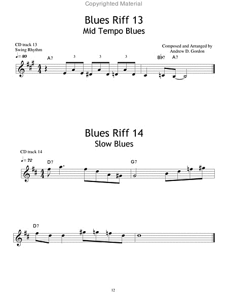 100 Ultimate Blues Riffs for Eb instruments Beginner Series by Andrew D. Gordon Saxophone - Sheet Music