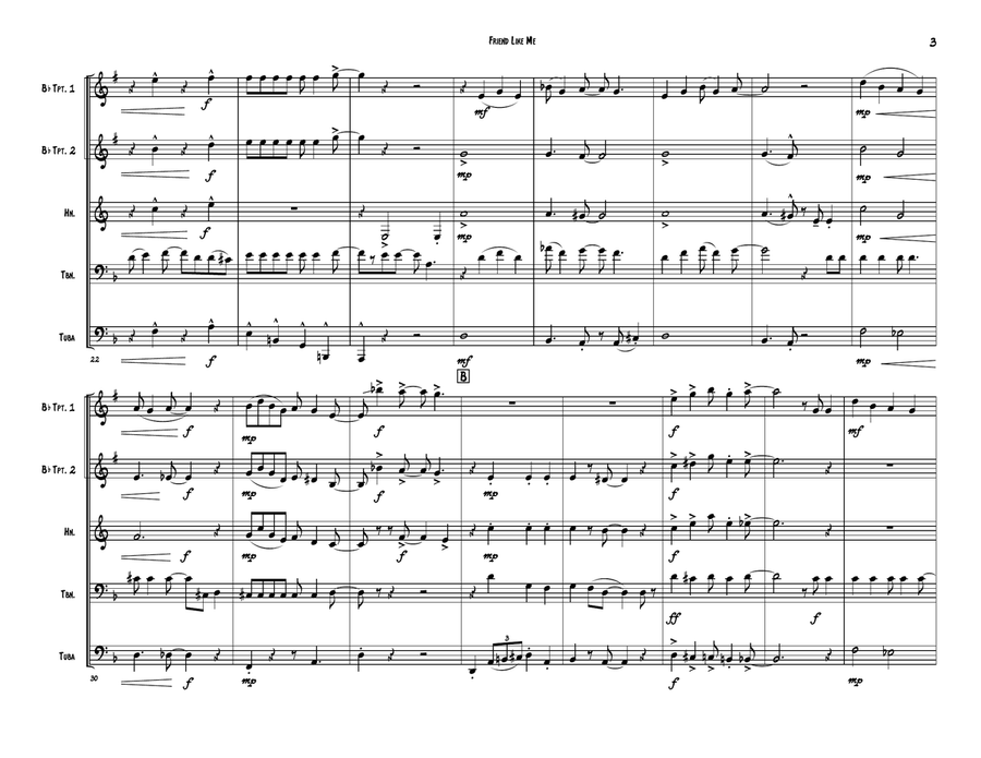 Friend Like Me Brass Ensemble scores gallery preview page 3