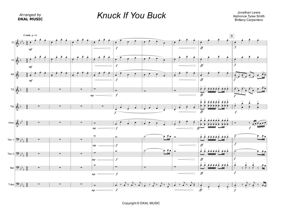 Knuck If You Buck Marching Band scores gallery preview page 1