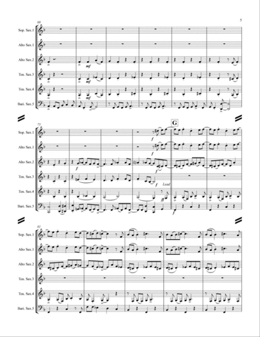 Royal Garden Blues (for Saxophone Quintet SATTB or AATTB) Saxophone Quintet scores gallery preview page 6