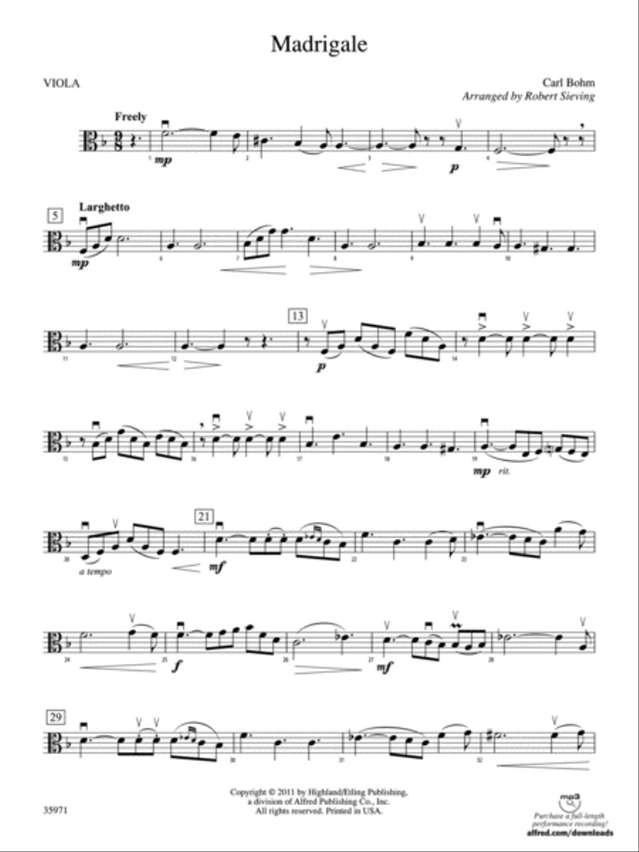 Madrigale: Viola String Orchestra scores gallery preview page 1