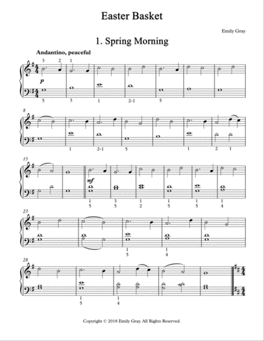 Easter Basket Easy Piano scores gallery preview page 2