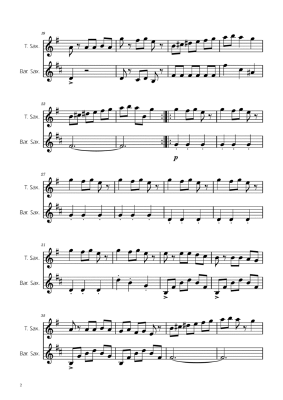 Carol of the Bells - Sax Duet Woodwind Duet scores gallery preview page 2