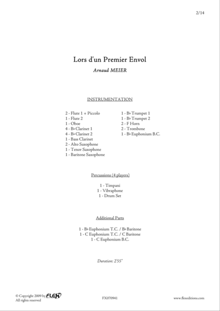 Lors d'un premier envol Concert Band scores gallery preview page 2