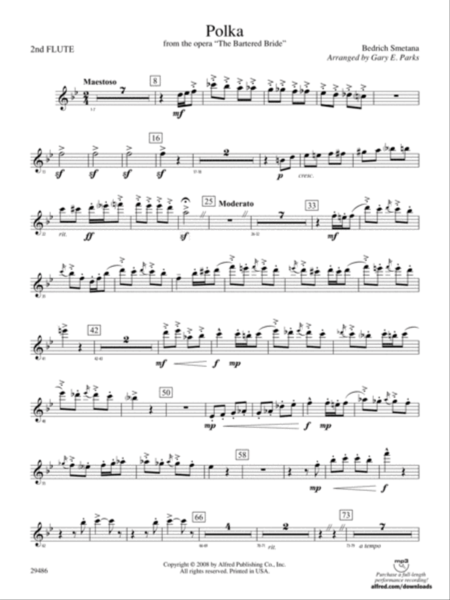 Polka from The Bartered Bride: 2nd Flute Concert Band scores gallery preview page 1