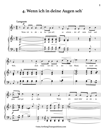 SCHUMANN: Wenn ich in deine Augen seh', Op. 48 no. 4 (transposed to F major)