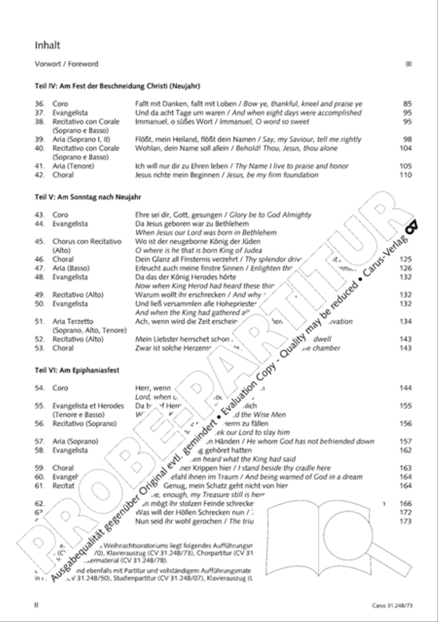 Christmas Oratorio (Weihnachtsoratorium, Teile IV-VI) 4-Part scores gallery preview page 3