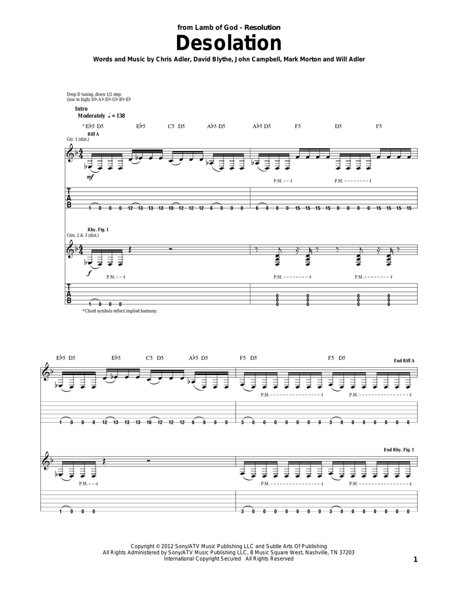 Desolation Acoustic Guitar scores gallery preview page 1