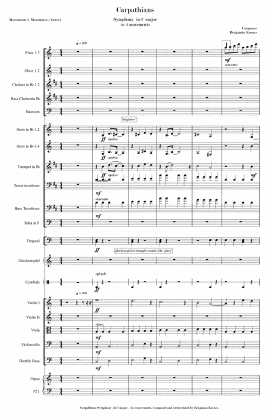 Carpathians - Symphony No1. for orchestra Mov.I Full Orchestra scores gallery preview page 1