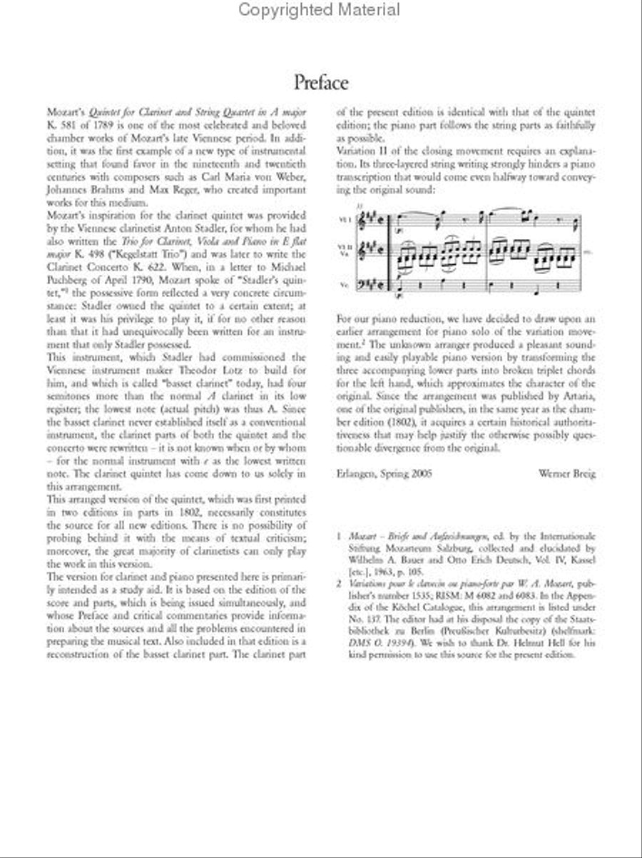 Quintet in A major K. 581 Clarinet Solo scores gallery preview page 4