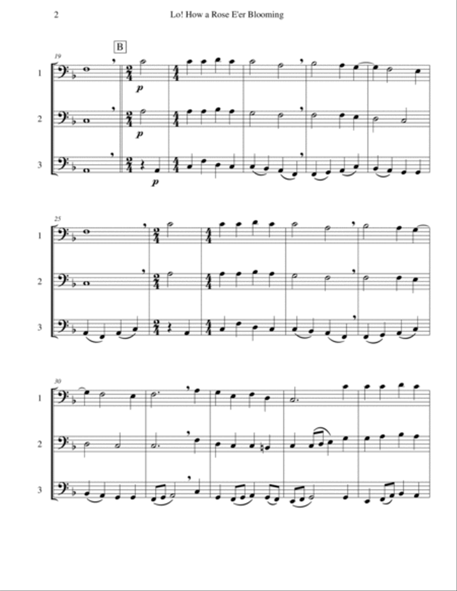 Lo! How a Rose E'er Blooming (Tuba Trio) Brass Trio scores gallery preview page 2