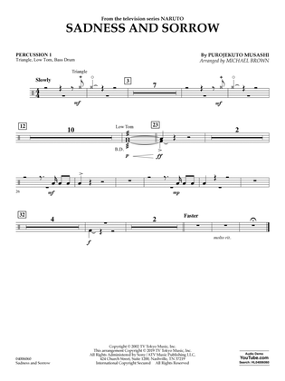 Book cover for Sadness and Sorrow (from Naruto) (arr. Michael Brown) - Percussion 1