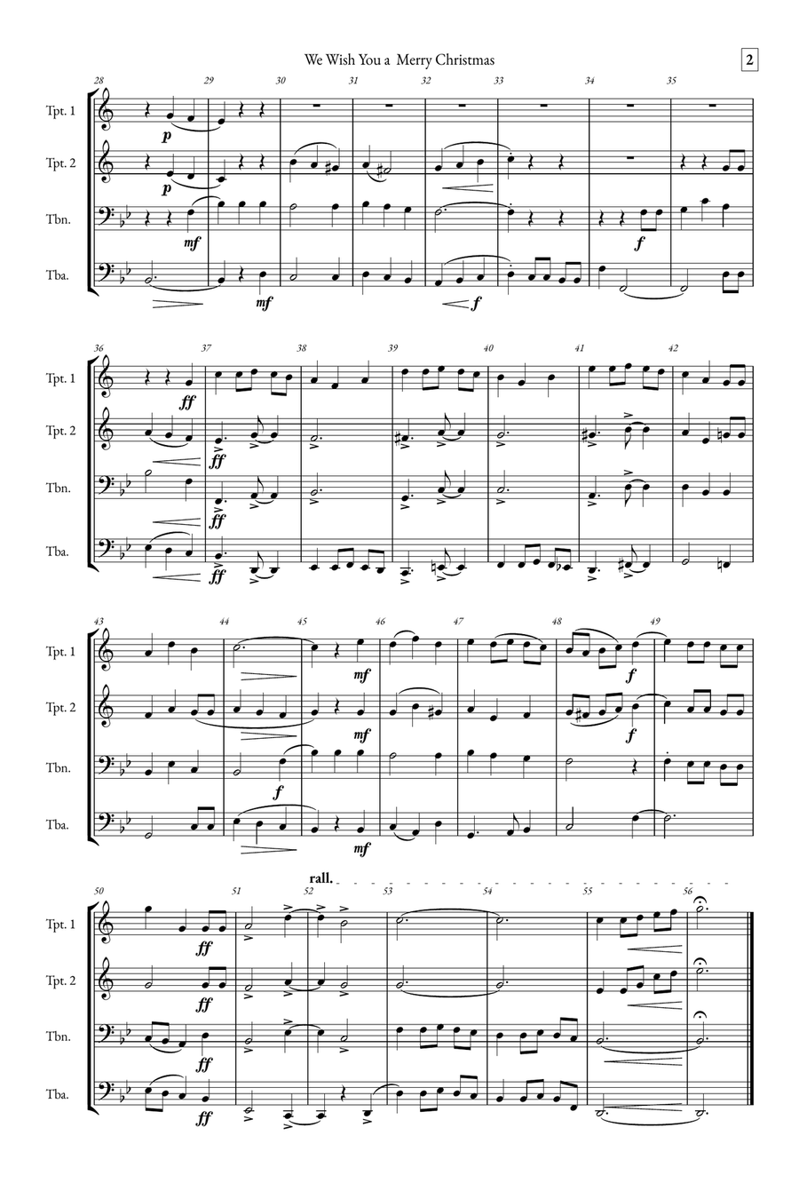 We Wish You a Merry Christmas Brass Quartet scores gallery preview page 2