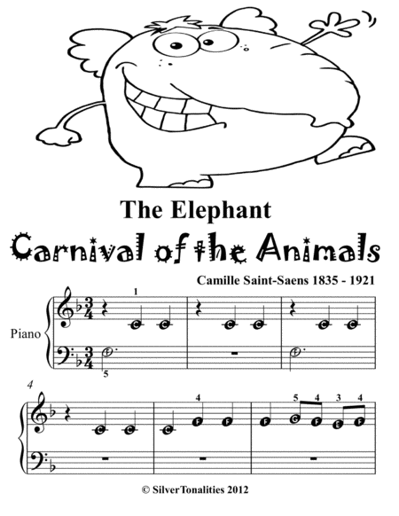 The Elephant Carnival of the Animals Beginner Piano Sheet Music 2nd Edition