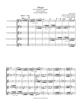 Allegro (from "Sonata for Trumpet") (Bb) (Saxophone Quintet - 2 Alto, 2 Tenor, 1 Bari) (Tenor lead)