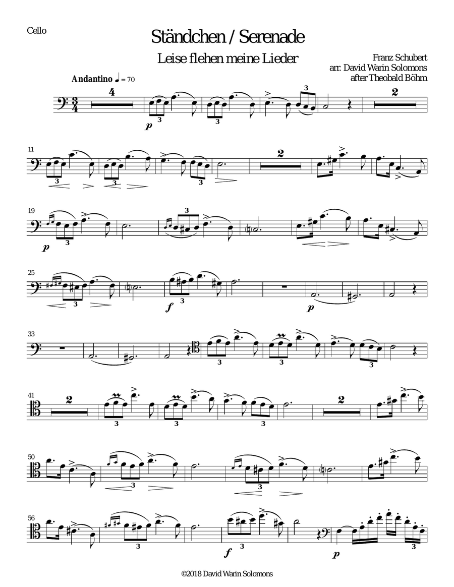 Ständchen (Serenade) (after Theobald Böhm) for cello and guitar String Duet scores gallery preview page 6