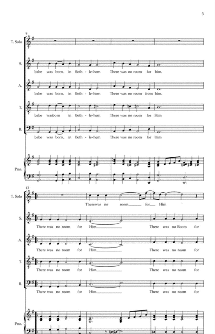 There Was No Room for Him 4-Part scores gallery preview page 3