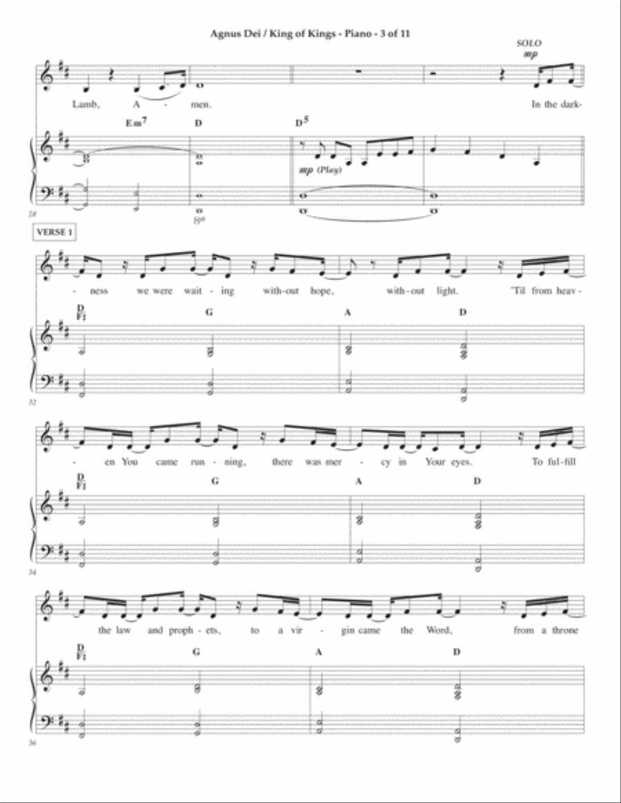 Agnus Dei / King Of Kings Piano, Vocal, Guitar scores gallery preview page 3