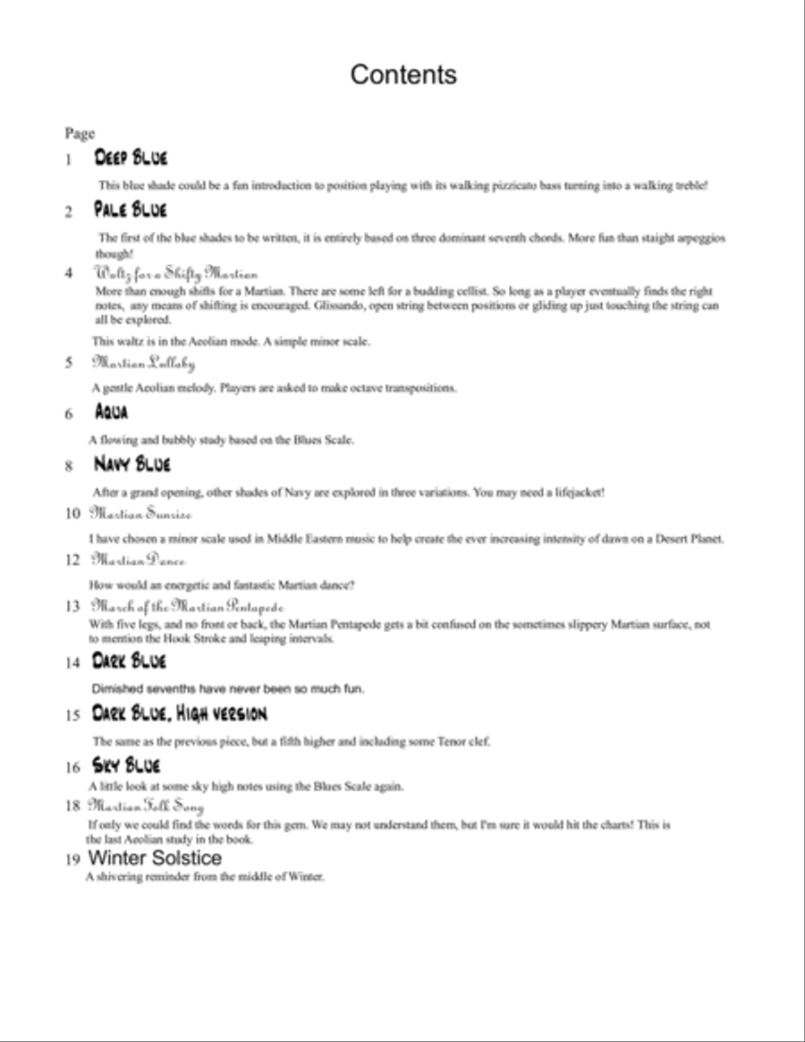 Blue Shades and Red Planet Selections for Cello Cello Solo scores gallery preview page 5