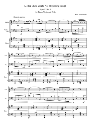 Mendelssohn - Lieder Ohne Worte No.30(Spring Song) - Op. 62 No. 6 - Arr.For String and Piano Trio