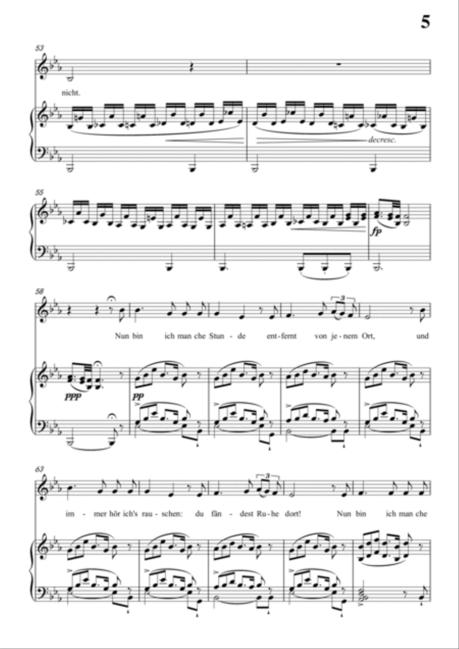 Schubert-Der Lindenbaum,Op.89,No.5 in bE for Vocal and Piano Voice scores gallery preview page 6