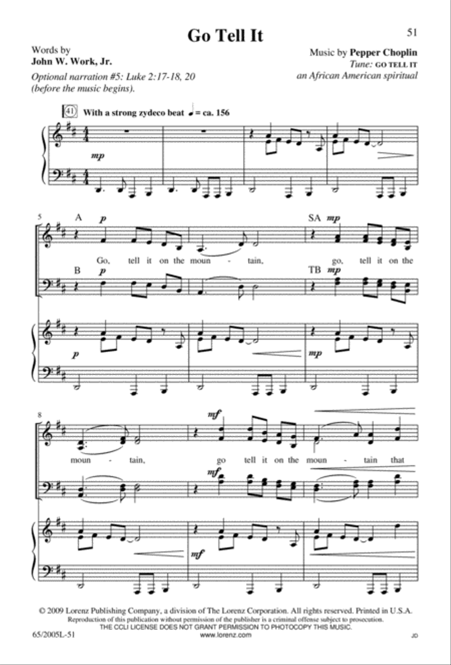 I Hear the Prophet Callin' 4-Part scores gallery preview page 52