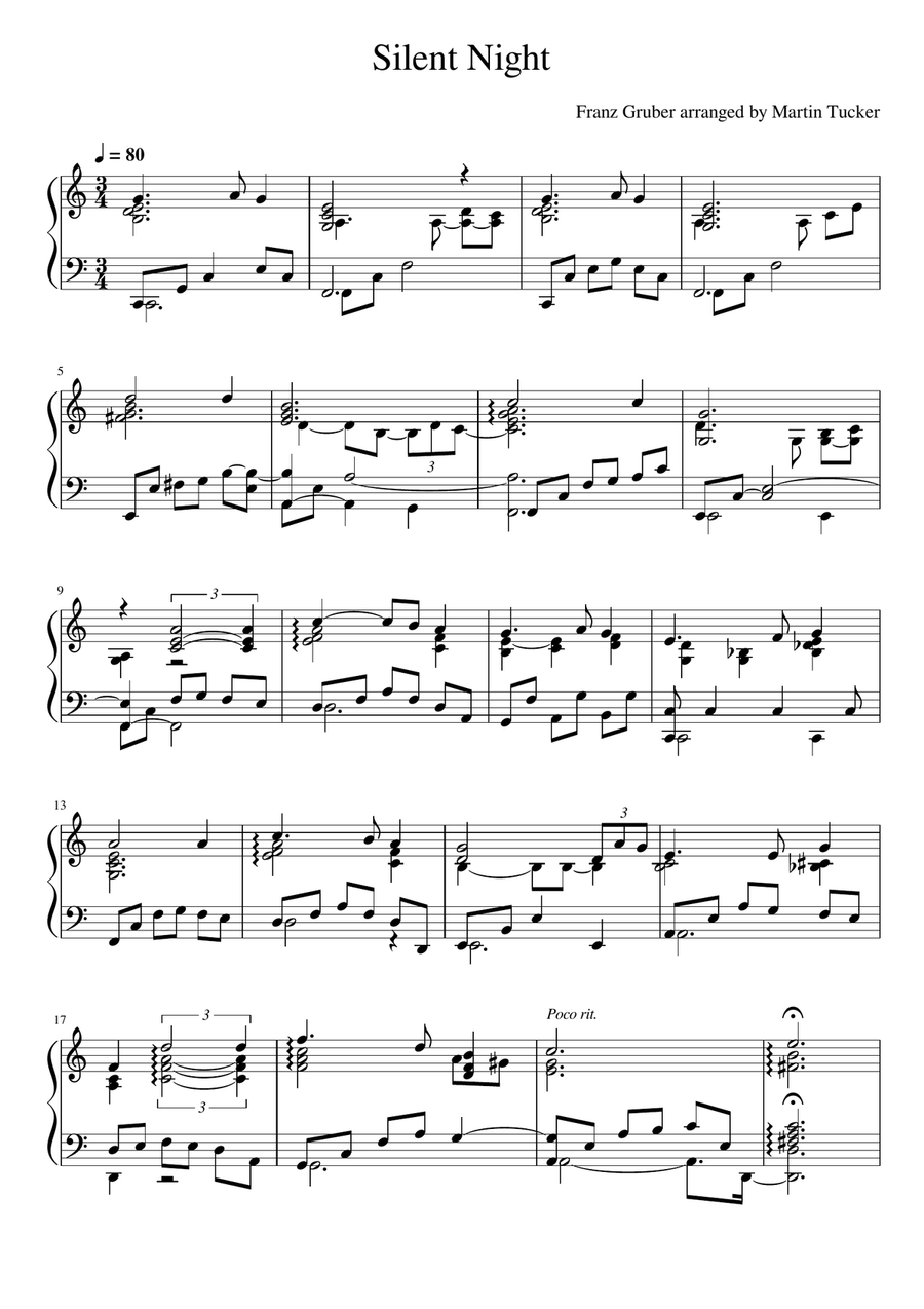 Silent Night in a lyrical jazz ballad style Piano Solo scores gallery preview page 2