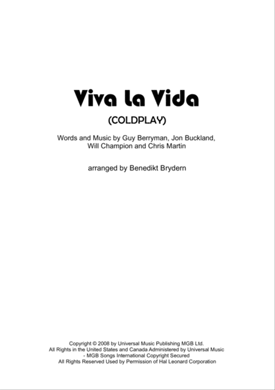 Viva La Vida String Quartet scores gallery preview page 1