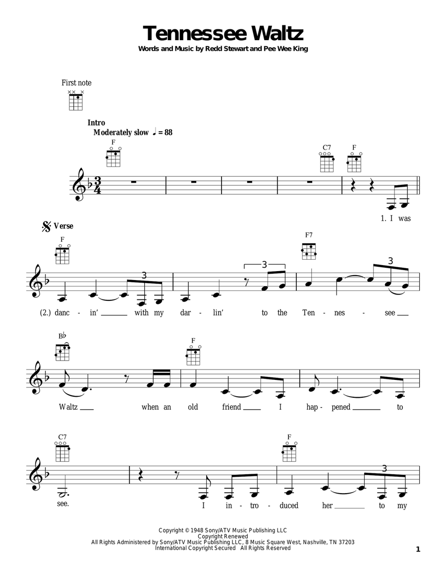 Tennessee Waltz Tennessee Waltz Ukulele scores gallery preview page 1