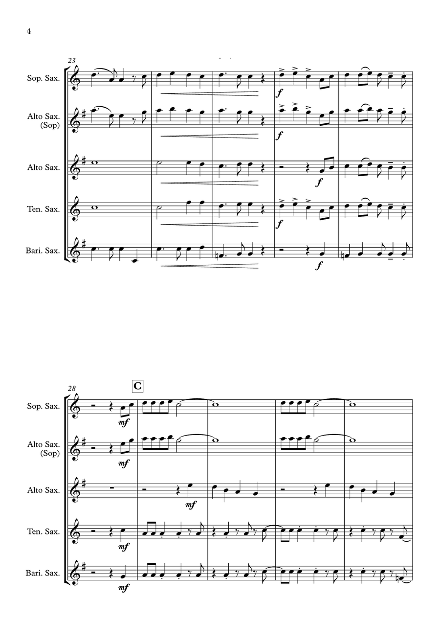 Shake It Off Saxophone Quartet scores gallery preview page 4
