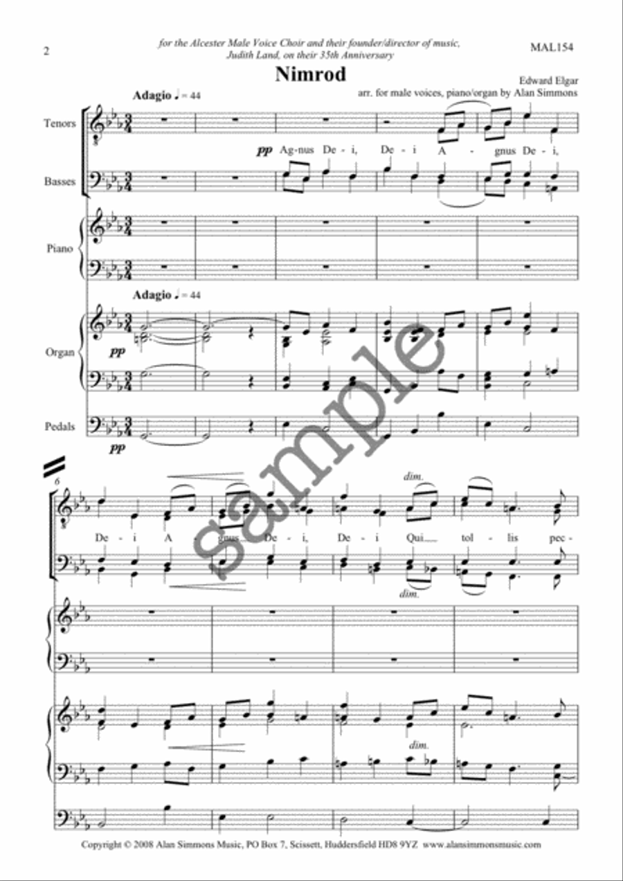 Nimrod (Agnus Dei) TTBB scores gallery preview page 2