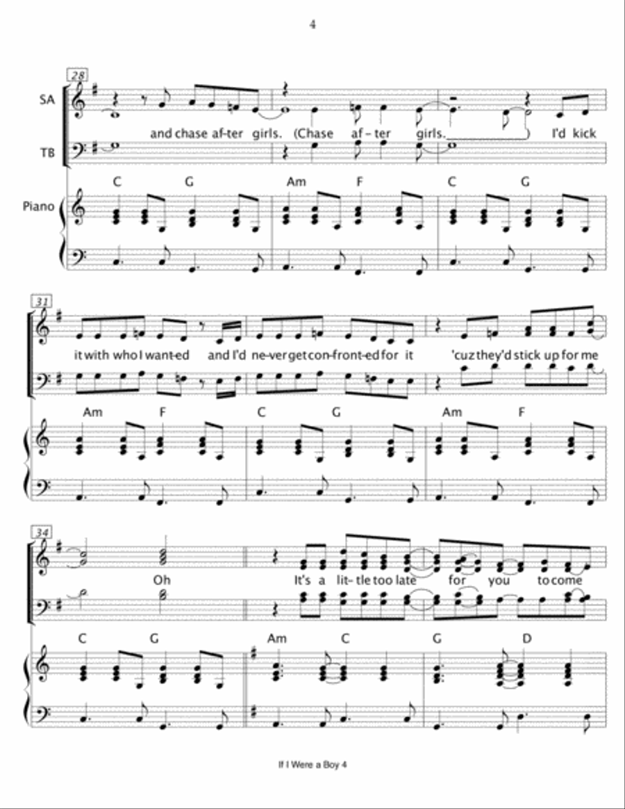 If I Were A Boy 4-Part scores gallery preview page 4