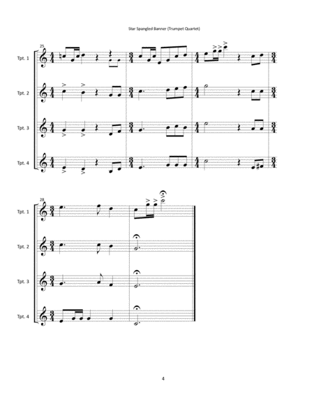 Star Spangled Banner (Trumpet Quartet or Trumpet Section) image number null