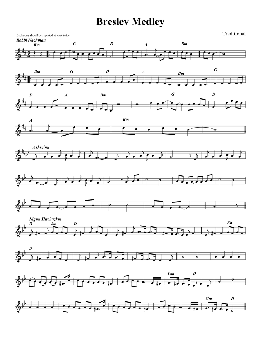 Breslev Medley Violin Solo scores gallery preview page 1