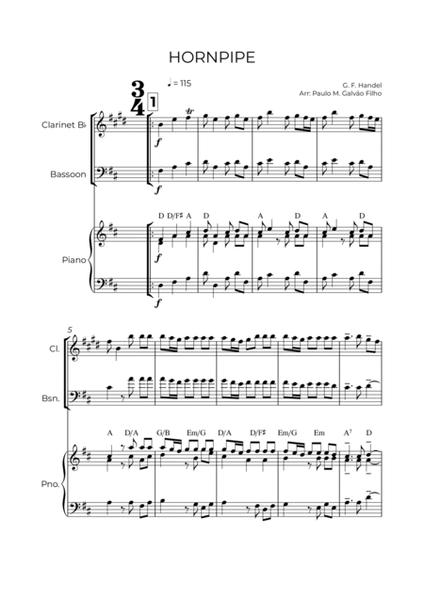 HORNPIPE - HANDEL - WIND PIANO TRIO (CLARINET, BASSOON & PIANO) image number null