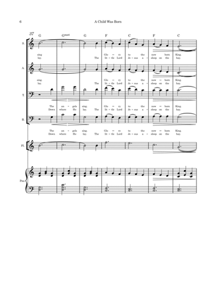 A Child Was Born (Christmas) - SATB Flute or violin or cello and piano with parts included image number null