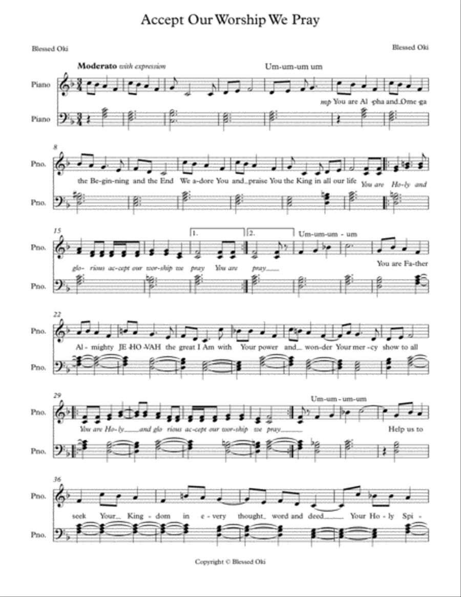 Accept Our Worship We Pray Voice scores gallery preview page 1