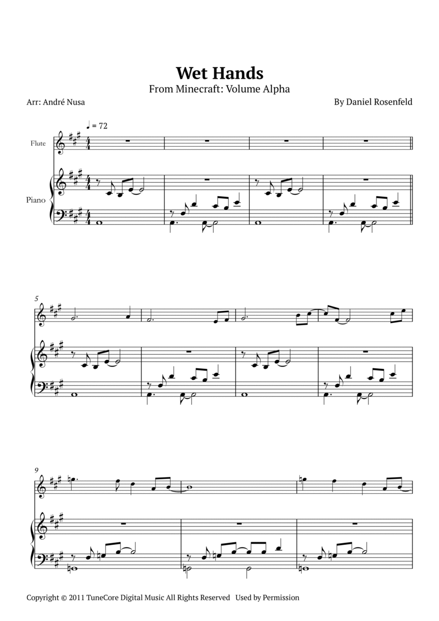 Wet Hands Flute Solo scores gallery preview page 1