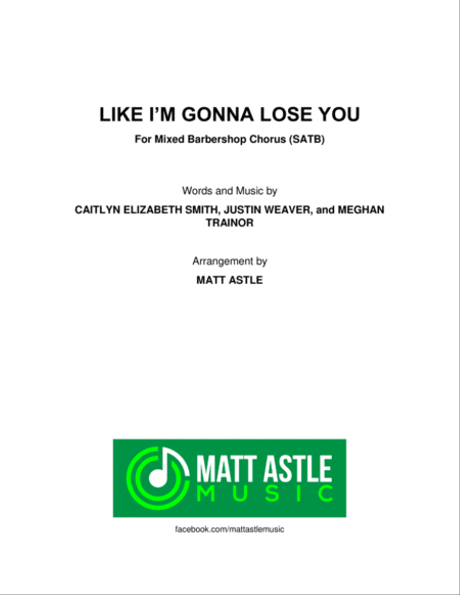 Like I'm Gonna Lose You 4-Part scores gallery preview page 1