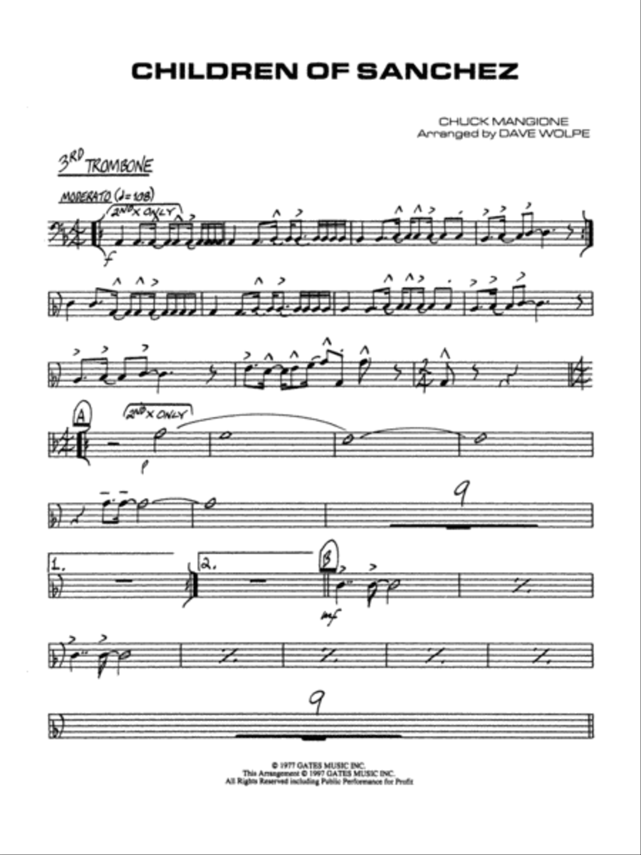 Children of Sanchez: 3rd Trombone Jazz Ensemble scores gallery preview page 1