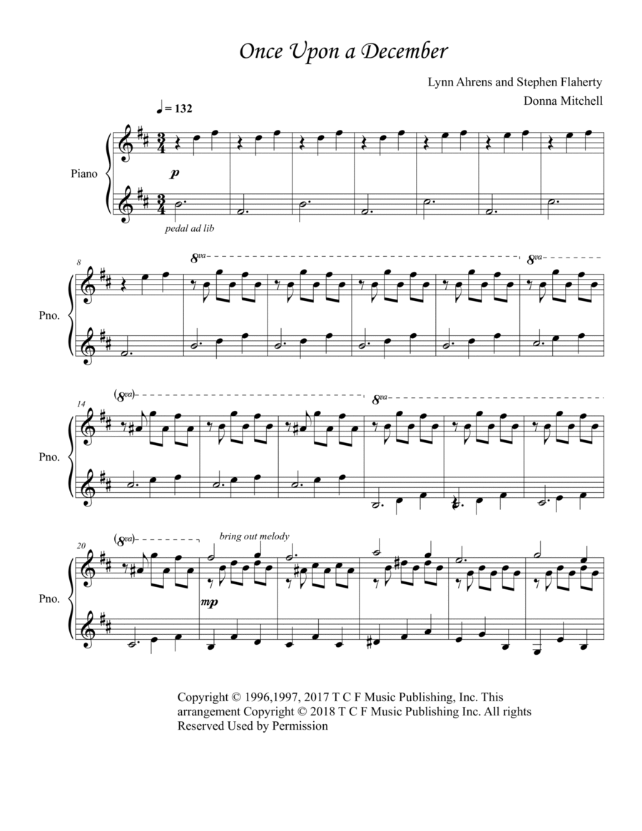 Once Upon A December Piano Solo scores gallery preview page 1