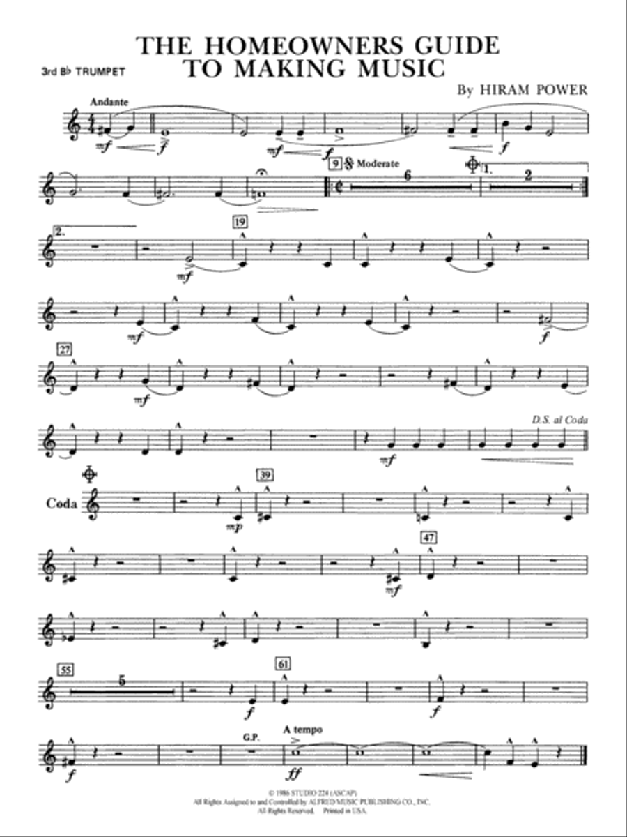 The Homeowners Guide to Making Music: 3rd B-flat Trumpet Concert Band scores gallery preview page 1