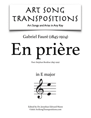 Book cover for FAURÉ: En prière (transposed to E major)