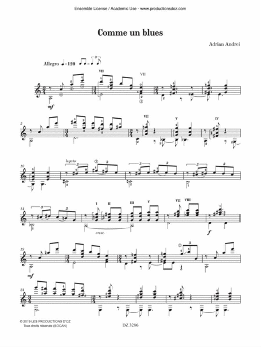 Comme un blues, Comme un prélude Electric Guitar scores gallery preview page 3